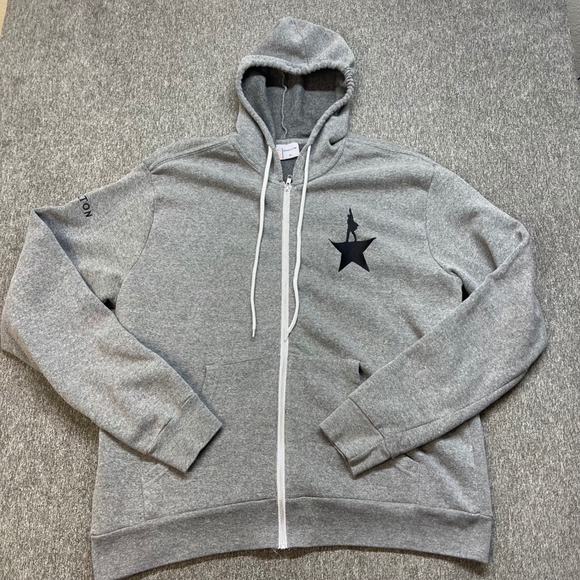 Hamilton Musical Official Zip Up Hoodie Gray Mens XL Creative Goods Broadway